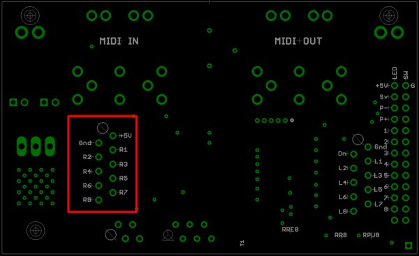 Microdesignum MIDI relay module pinout