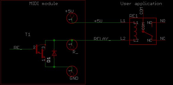 Microdesignum MIDI relay module connection